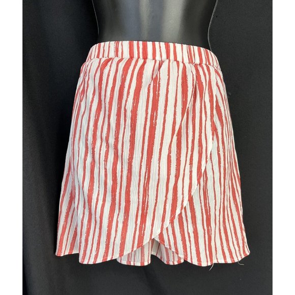 womens wrap around skirt size small by L’ATISTE. red/white pinstripe - Picture 5 of 11